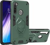 Voor Xiaomi Redmi Note 8 2 in 1 Armor Knight Series PC + TPU beschermhoes met onzichtbare houder (donkergroen)