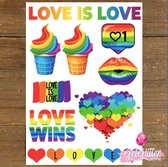GetGlitterBaby - Plak Tattoos / Tijdelijke Tattoo Stickers / Gezicht en Lichaam Schmink Versiering- Pride Gaypride Regenboog Vlag