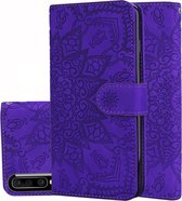 Voor Galaxy A30s / A50s Kuitpatroon Mandala Dubbel vouwend ontwerp ReliÃ«f lederen tas met portemonnee en houder en kaartsleuven (paars)