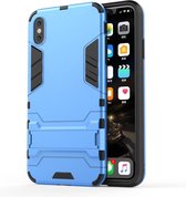 PC + TPU schokbestendige beschermhoes met houder voor iPhone XS Max (blauw)