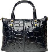 Dames croco Handtas Zwart Leer