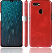 Voor Oppo A12 Shockproof Litchi Texture PC + PU Case (rood)