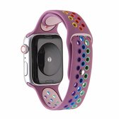 Voor Apple Watch Series 5 & 4 40mm / 3 & 2 & 1 38mm Rainbow Sport horlogeband (paars)
