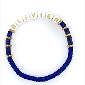 Pat's Jewels  Armband met naam - kraamcadeau jongen - Natuursteen - Letterkralen -Donkerblauw