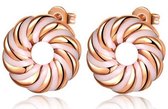 Fashionidea - Mooie goudkleurige donut oorknopjes met roze details.