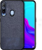 Schokbestendige splicing PU + stoffen beschermhoes voor Galaxy A70 (blauw)