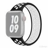 Elastische siliconen horlogeband voor Apple Watch Series 6 & SE & 5 & 4 44 mm / 3 & 2 & 1 42 mm, lengte: 160 mm (zwart wit)