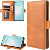 Voor Galaxy A91 / M80s / S10 Lite Dubbelzijdige magnetische gesp Horizontale flip lederen tas met houder & kaartsleuven en portemonnee (geel)