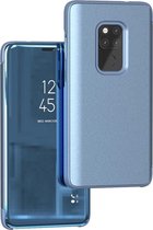 Mirror Clear View Horizontale Flip PU Smart Leather Case voor Huawei Mate 20, met houder (blauw)