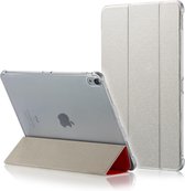 Zijdestructuur Horizontale Flip Ultradunne Dubbelzijdige Clip Magnetische PU-lederen tas voor iPad Pro 11 inch (2018), met drievoudige houder en slaap- / wekfunctie (lichtgrijs)