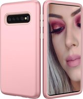 Effen kleur TPU + PC Protevtive Case voor Galaxy S10 (Rose Gold)