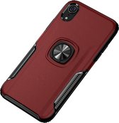 Schokbestendig Car Magnetic Case met 360 graden gouden pantsering voor iPhone XR (rood)