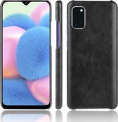 Voor Galaxy A41 Global Official Version Shockproof Litchi Texture PC + PU Case (Zwart)