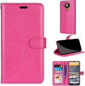 Voor Nokia 5.3 Pure Color Horizontale Flip PU lederen tas met houder & kaartsleuven & portemonnee & fotolijst (Rose Red)