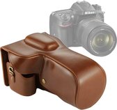 Full Body Camera PU lederen tas tas voor Nikon D7200 / D7100 / D7000 (18-200 / 18-140mm lens) (bruin)