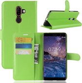 Voor Nokia 7 Plus PU + TPU Litchi Texture Horizontaal Flip Leren Case met Portemonnee & Houder & Kaartsleuven (Groen)