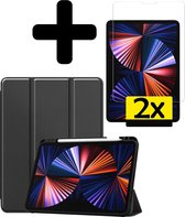 iPad Pro 2021 11 inch Hoes Book Case Cover Met 2x Screenprotector En Pencil Houder - Zwart