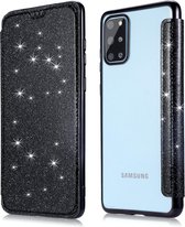 Samsung Galaxy S20 Plus Flip hoesje - Zwart - Folio Glitter