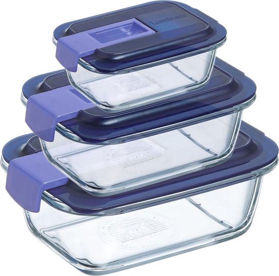 Boîtes alimentaires Luminarc Easy Box - 38 cl - 82 cl - 112 cl - Blauw