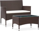 Medina 2-delige Loungeset met kussen poly rattan bruin