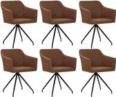 Medina Eetkamerstoelen draaibaar 6 st stof bruin