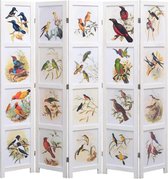 Medina Kamerscherm met 5 panelen vogel 175x165 cm wit