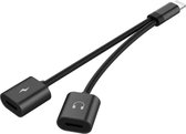 DrPhone LS02 - Premium Dual 2 in 1 Lightning Audio splitter - Audio & Oplaadadapter – Converter voor  Voor iPhone 13 / 12 / 11 etc  / iPad - Zwart