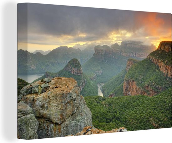 Zonsopgang over het bijzondere natuurverschijnsel in Zuid-Afrika Canvas 90x60 cm - Foto print op Canvas schilderij (Wanddecoratie woonkamer / slaapkamer)