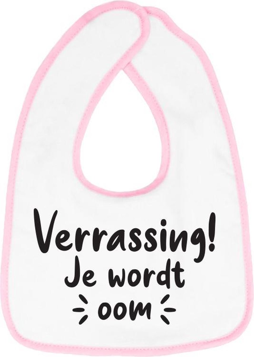 Goedkoopste Hospitrix Slabbetje met tekst Verrassing! Je wordt oom! Roze - Cadeau Zwangerschap - Baby Kwijldoek - Kwijllap - Morslap - Bavette - Bekendmaking - Aankondiging - Aanstaande Moeder - Moederdag