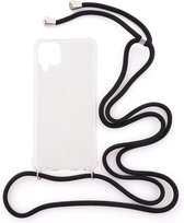 Shop4 - Samsung Galaxy M12 Hoesje - Zachte Back Case met Koord Zwart