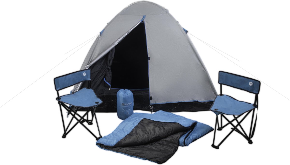 XQ Max - tent - complete camping set incl. 2 stoelen en 2 slaapzakken - tent 2 persoons - festival