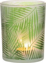 J-Line Windlicht Tropical Glas Groen Small Set van 4 stuks