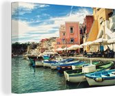 Bateaux de pêche dans le port de Naples, Italie Toile 60x40 cm - Tirage photo sur toile (Décoration murale salon / chambre)
