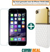 Fooniq Kroon Hoesje Goud + Transparant Screenprotector - Geschikt Voor Apple iPhone SE 2020