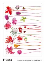 Sanders & Sanders muursticker bloemen rood, groen en paars - 600254 - 65 x 85 cm