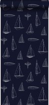 ESTAhome behangpapier boten marine blauw - 136428 - 53 cm x 10,05 m