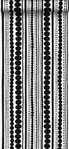 ESTAhome behang kralen zwart en wit - 138838 - 0.53 x 10.05 m