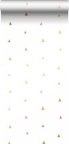 Origin behang grafische driehoeken wit en goud - 347680 - 0.53 x 10.05 m