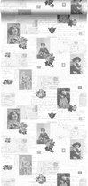 ESTAhome behangpapier vintage ansichtkaarten zwart en wit - 138128 - 53 cm x 10,05 m