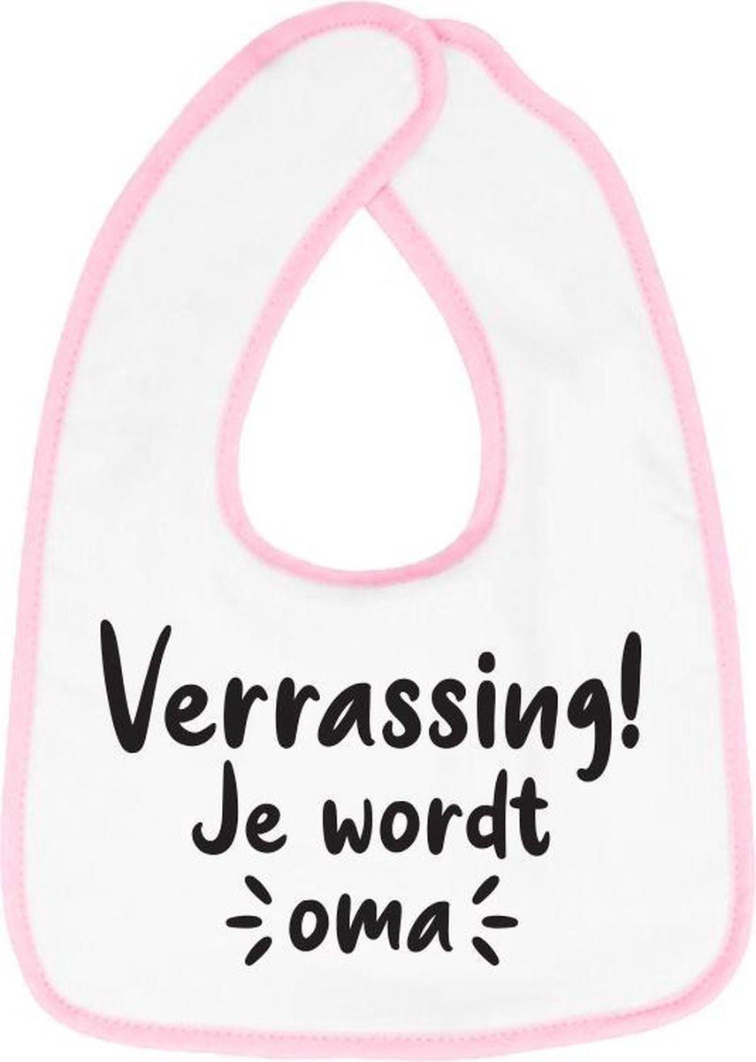 Goedkoopste Hospitrix Slabbetje met tekst Verrassing! Je wordt oma! Roze - Cadeau Zwangerschap - Baby Kwijldoek - Kwijllap - Morslap - Bavette - Bekendmaking - Aankondiging - Aanstaande Moeder - Moederdag