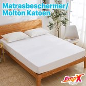 Matrasbeschermer 90x200 Katoen - molton - Hoeslakenbadstof -  Rondom Elastiek - Wit - Matras Beschermer Molton/Matrasbeschermer - 90x200 - Molton 80% katoen - hoekhoogte van 30 cm - perfecte 