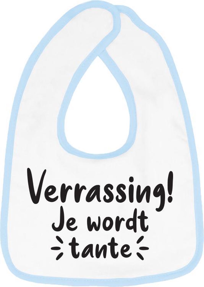 Goedkoopste Hospitrix Slabbetje met tekst Verrassing! Je wordt tante! Blauw - Cadeau Zwangerschap - Baby Kwijldoek - Kwijllap - Morslap - Bavette - Bekendmaking - Aankondiging - Aanstaande Moeder - Moederdag