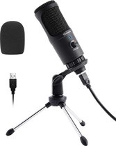 Microfoon voor pc - Microfoon usb - Gaming microfoon - Ingebouwde geluidskaart van hoge kwaliteit - Regelbaar volume - Zwart