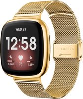 Q-DESYN Fitbit Versa 3 - Fitbit Sense bandje - RVS - Goud - Druksluiting