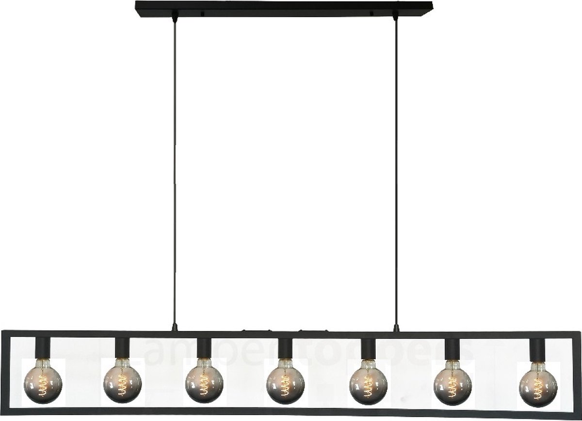 Freelight Distesa Hanglamp - 7xE27 - mat zwart industrieel - 168cm breed - 2 jaar garantie