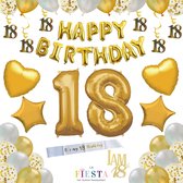 18 Jaar Verjaardag Versiering in Goud & Wit - Versiering Verjaardag - Feestversiering - Verjaardag Decoratie - Verjaardag Decoratieset