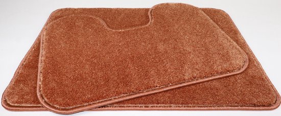 Tapis de bain Luxe 50x70cm et tapis de toilette 45x60cm marron rouge