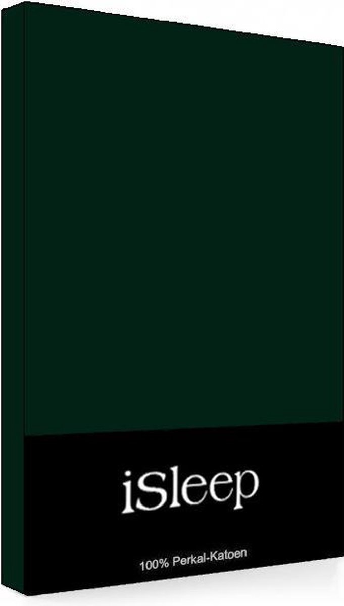 iSleep Perkal Hoeslaken - Litsjumeaux - 180x200 cm - Donker Groen