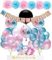 Gender Reveal Versiering Feest Pakket Babydouche - fotoprops, slingers, ballonnen en gender reveal ballon - Decoratie Babyshower geboorte kind Baby Shower Jongen of Meisje