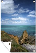 Vue sur la mer depuis les rochers de la Pointe du Hoc près de France Affiche de jardin 80x120 cm - Toile de jardin / Toile d'extérieur / Peintures d'extérieur (décoration de jardin)